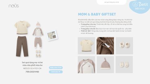  Set quà tặng mẹ và bé màu nâu phối màu be 