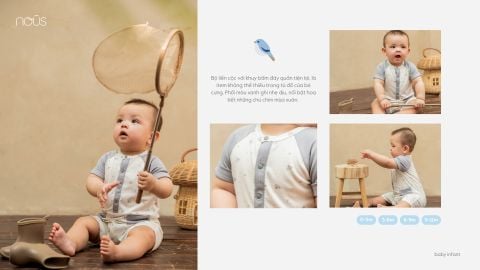 Bộ liền cộc màu trắng in họa tiết màu ghi 
