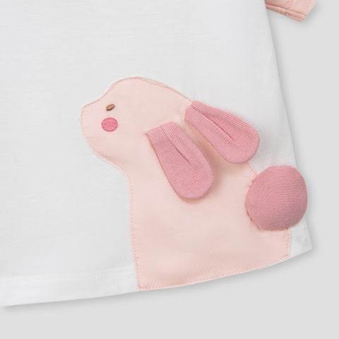  Bộ cộc áo trang trí hình thỏ phối quần hồng nhạt 