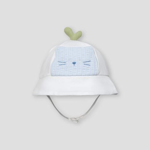  Set bộ quần yếm màu xanh áo dài tay trắng kèm mũ 