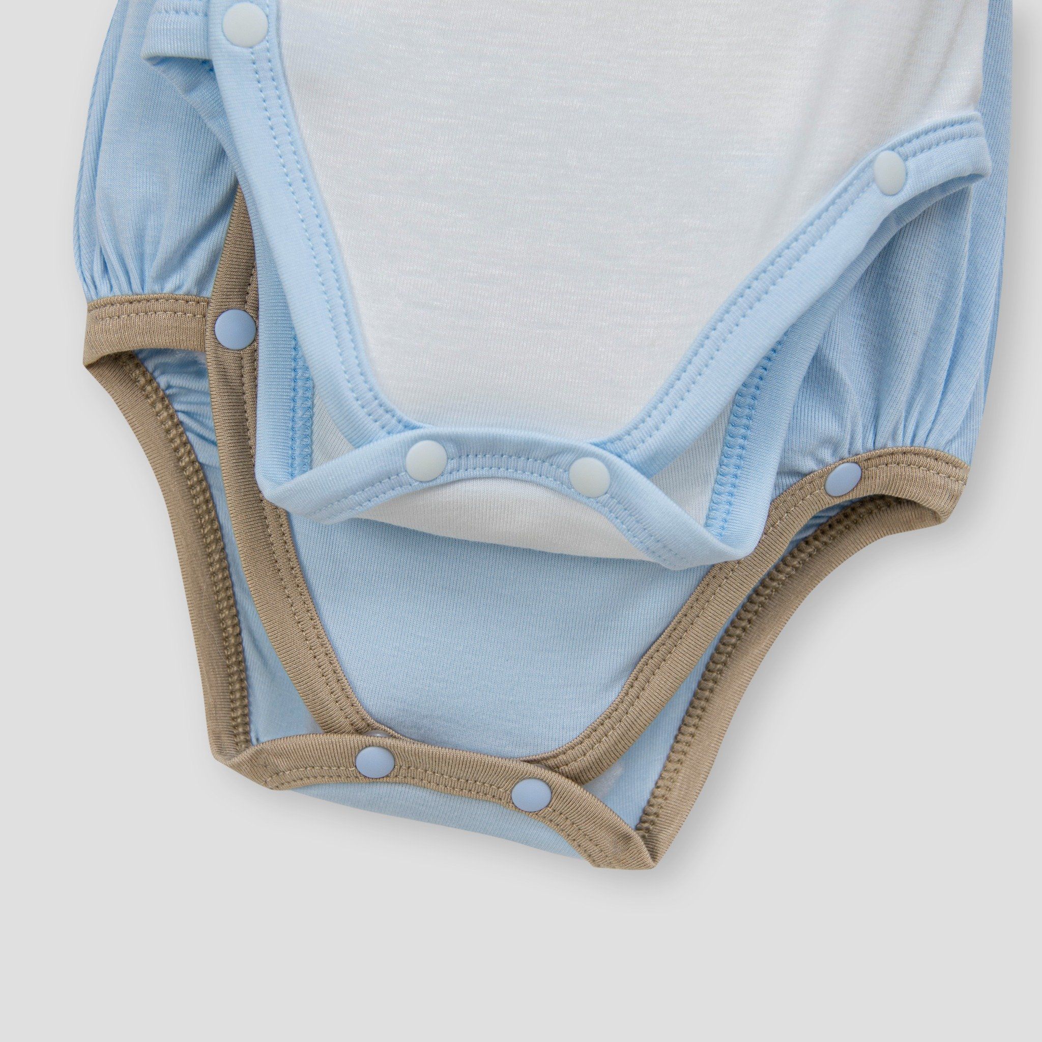  Set 2 bodysuit cài lệch cộc tay màu xanh phối trắng 