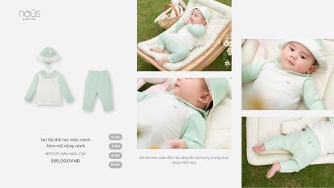  Set bộ DÀI TAY màu xanh kèm mũ rộng vành 