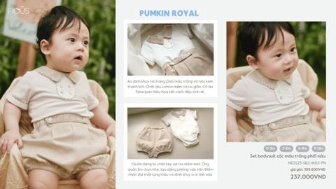  Set bodysuit cộc màu trắng phối nâu 