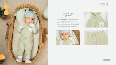  Bộ dài cài thẳng màu xanh lá phối trắng NB 