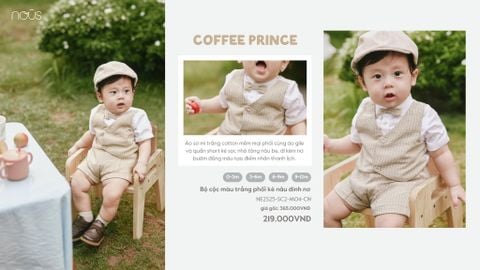  Bộ cộc màu trắng phối kẻ nâu đính nơ 