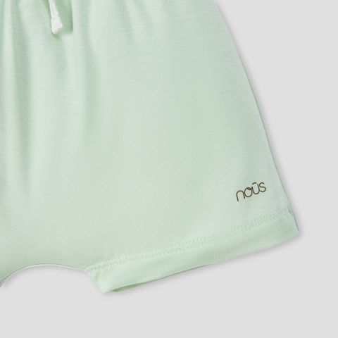  Bộ cộc tay áo trắng họa tiết phối quần xanh LÁ M11 