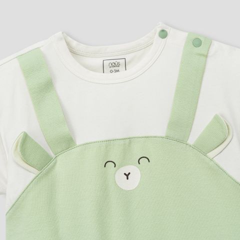  Set 2 bodysuit màu be phối xanh in họa tiết 