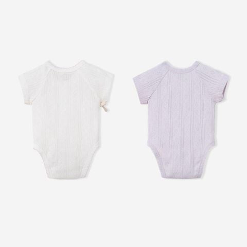  Set 2 bodysuit màu trắng phối màu tím 