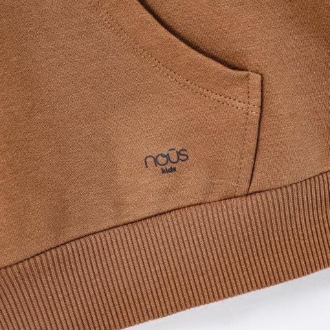  Áo hoodie dài tay có mũ màu nâu có hình in trang trí 