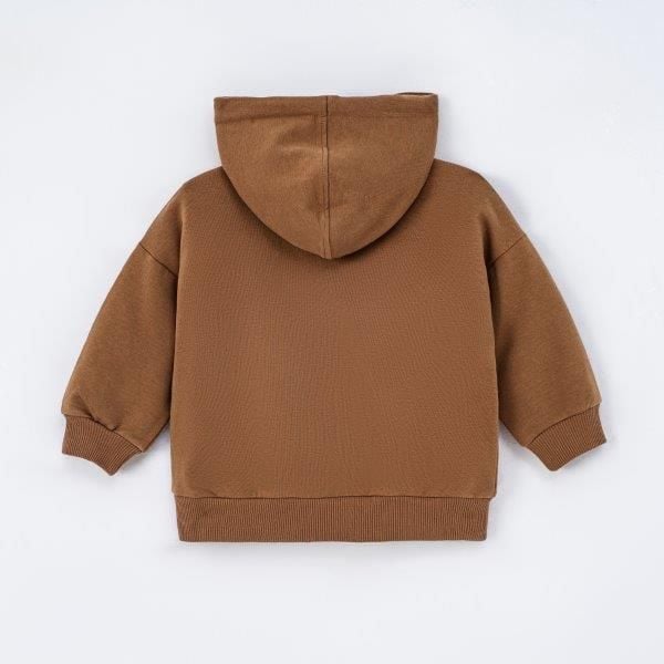  Áo hoodie dài tay có mũ màu nâu có hình in trang trí 