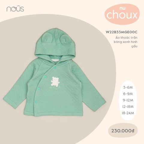  Áo khoác trần bông xanh hình gấu 