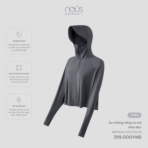  Áo chống nắng có mũ màu đen 