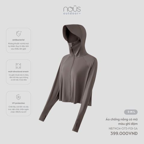  Áo chống nắng có mũ màu ghi đậm 
