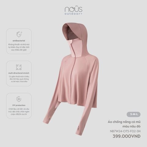  Áo chống nắng có mũ màu nâu đỏ 