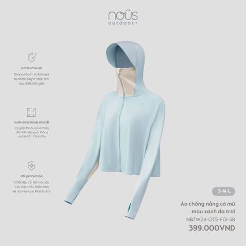  Áo chống nắng có mũ màu xanh da trời 