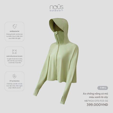  Áo chống nắng có mũ màu xanh lá cây 