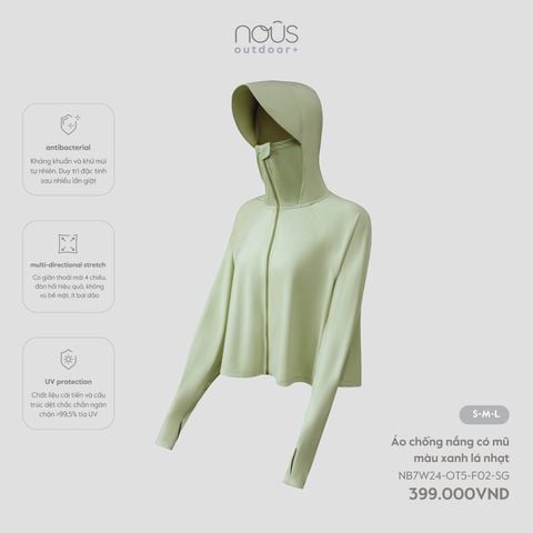  Áo chống nắng có mũ màu xanh lá nhạt 
