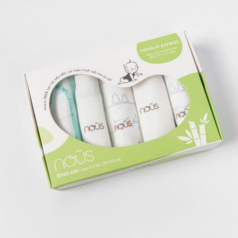  Set khăn sữa bamboo màu trắng in họa tiết 