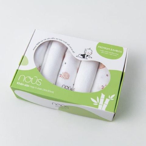  Set khăn sữa bamboo màu trắng in họa tiết 