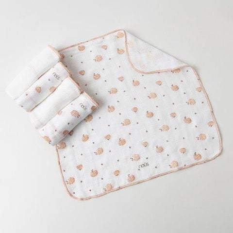  Set khăn sữa bamboo màu trắng in họa tiết 