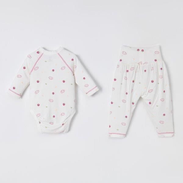  Bộ bodysuit dài màu trắng in họa tiết 