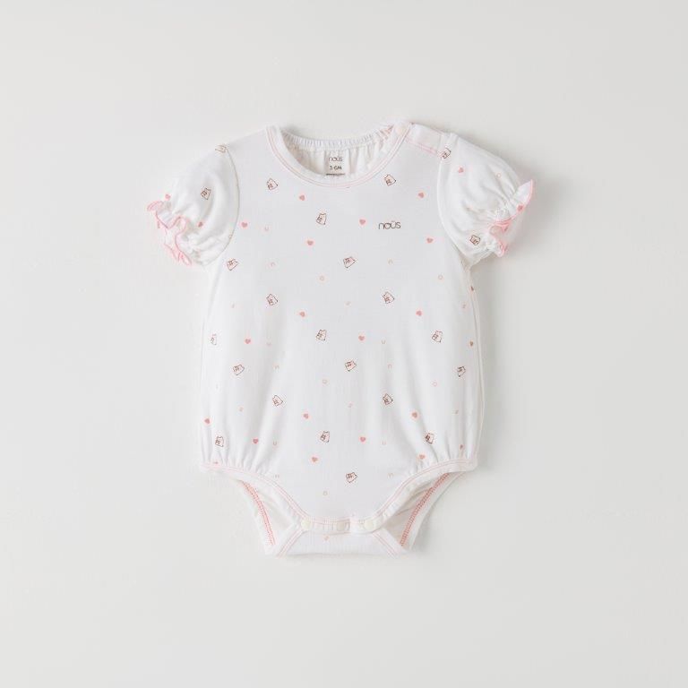  Set 2 bodysuit cộc tay hồng và trắng HỌA TIẾT 