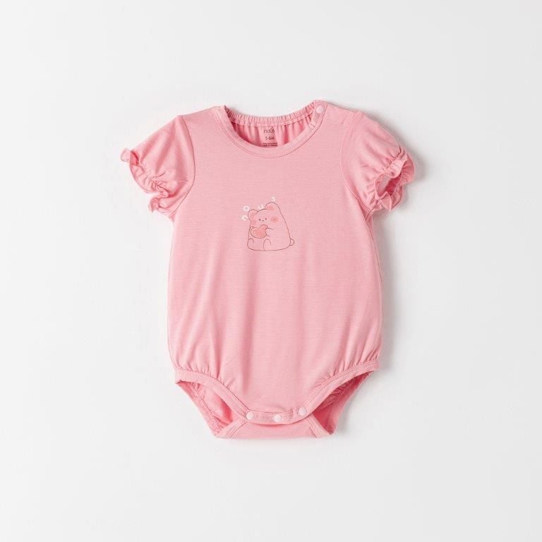  Set 2 bodysuit cộc tay hồng và trắng HỌA TIẾT 