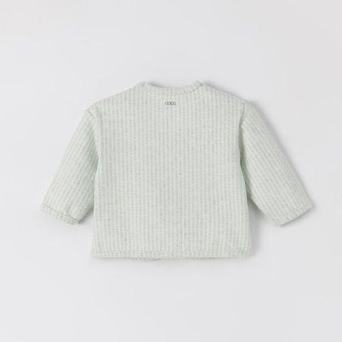  Áo khoác cardigan kẻ xanh thêu trang trí 