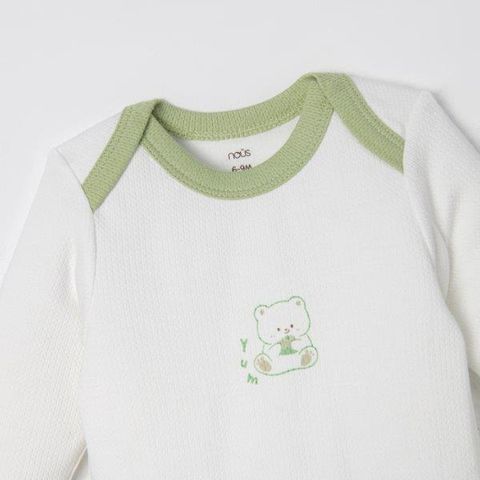  Bộ bodysuit dài màu trắng phối quần xanh 