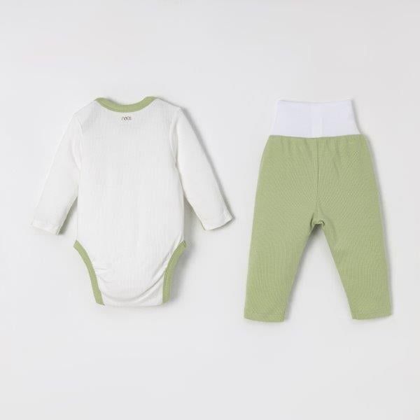  Bộ bodysuit dài màu trắng phối quần xanh 