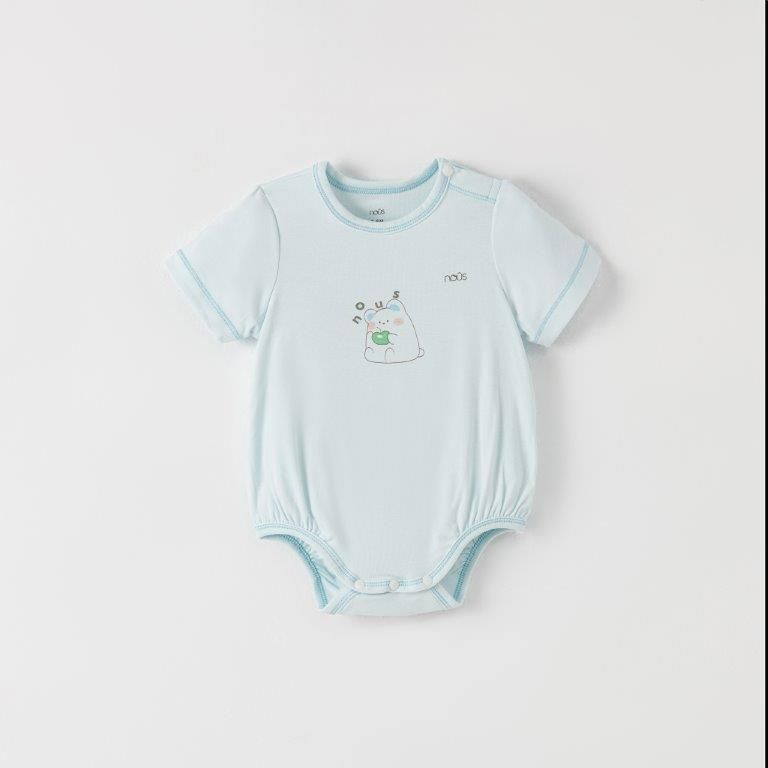  Set 2 bodysuit cộc tay xanh và kẻ caro ghi 