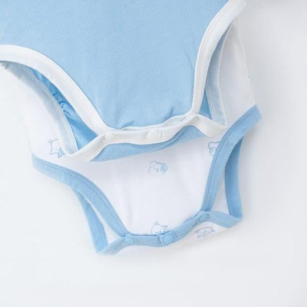  Set 2 bodysuit dài tay màu trắng in họa tiết phối xanh 