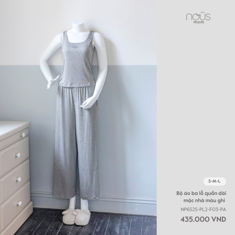  Bộ áo ba lỗ quần dài mặc nhà màu ghi 