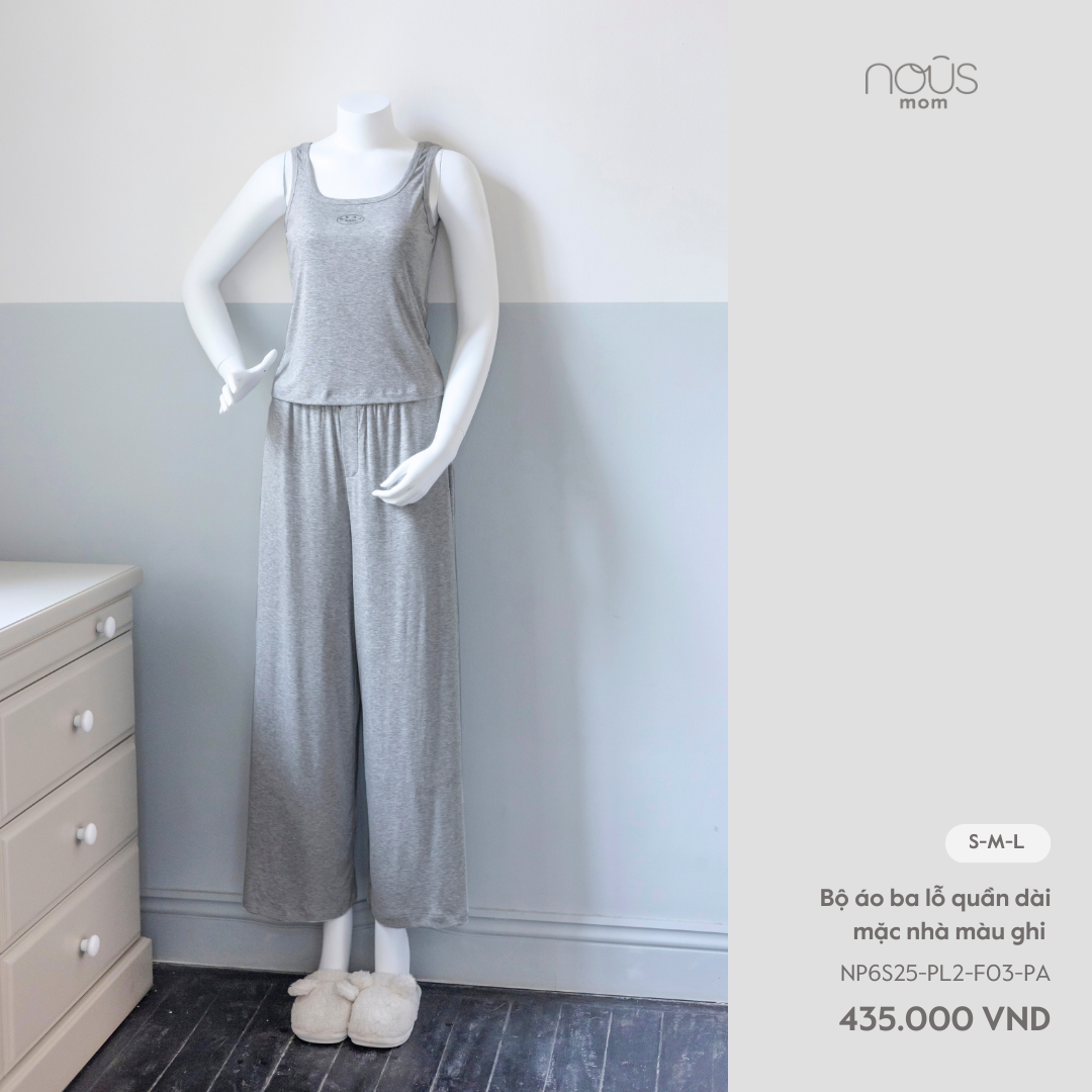  Bộ áo ba lỗ quần dài mặc nhà màu ghi 