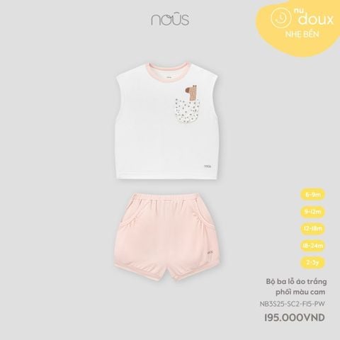  Bộ ba lỗ áo trắng phối màu cam 