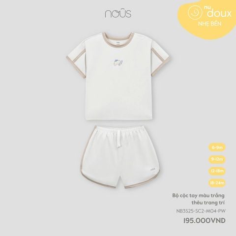  Bộ cộc tay màu TRẮNG thêu trang trí PW 