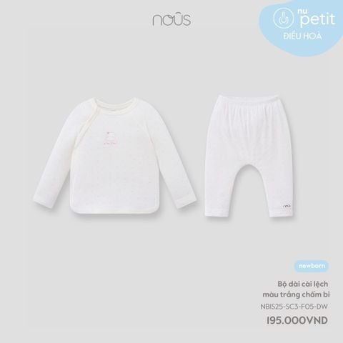  Bộ dài cài lệch màu trắng chấm bi 