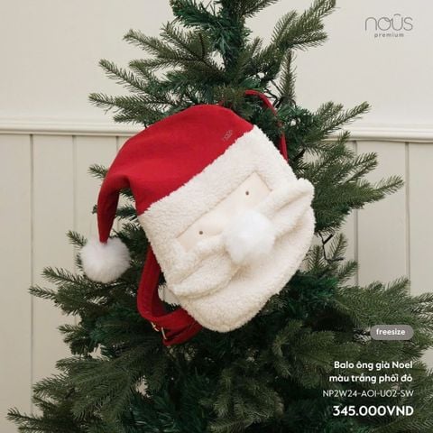  Balo ông già Noel màu trắng phối đỏ 