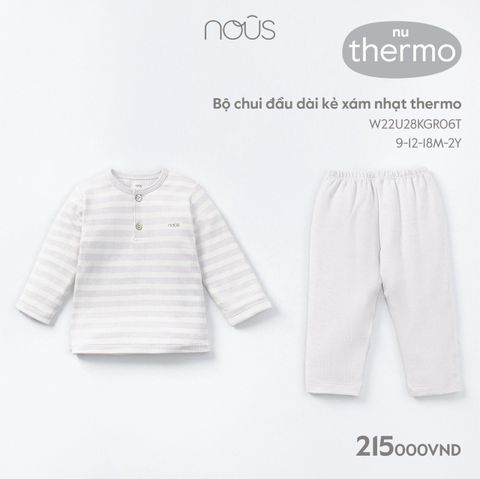  Bộ chui đầu dài kẻ xám nhạt thermo 