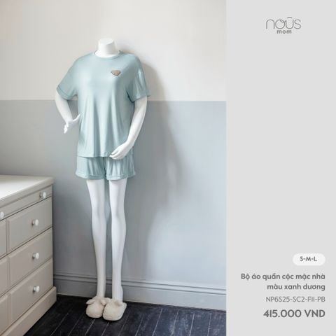 Bộ áo quần cộc mặc nhà màu xanh dương 