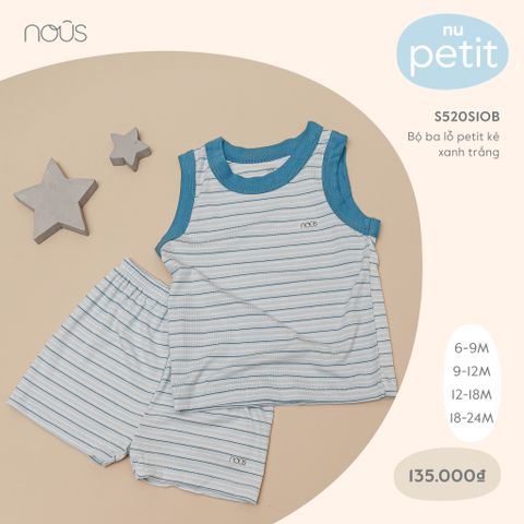  Bộ ba lỗ petit kẻ xanh trắng 