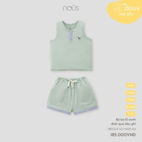  Bộ ba lỗ xanh đính quả dâu ghi 