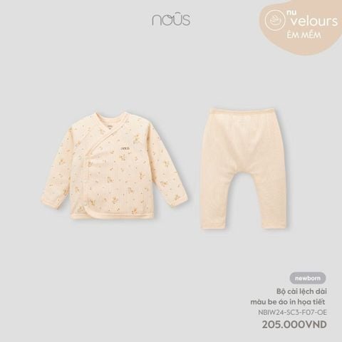  Bộ dài CL màu be áo in họa tiết NB 