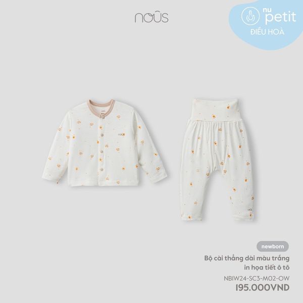  Bộ cài thẳng dài màu trắng in họa tiết ô tô 