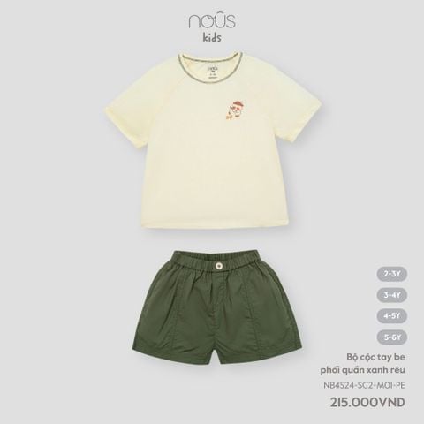  Bộ cộc tay be phối quần xanh rêu 