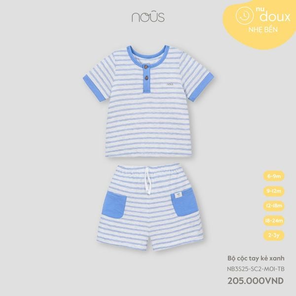  Bộ cộc tay kẻ xanh 