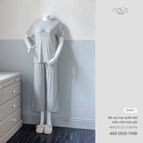  Bộ cộc tay quần dài mặc nhà màu ghi 