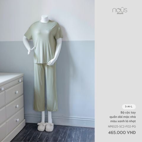  Bộ cộc tay quần dài mặc nhà màu xanh lá nhạt 