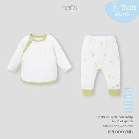  Bộ dài cài lệch màu trắng họa tiết quả lê 