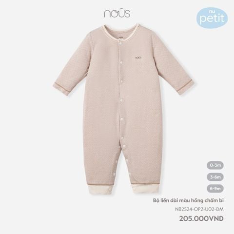  Bộ liền dài màu hồng chấm bi 